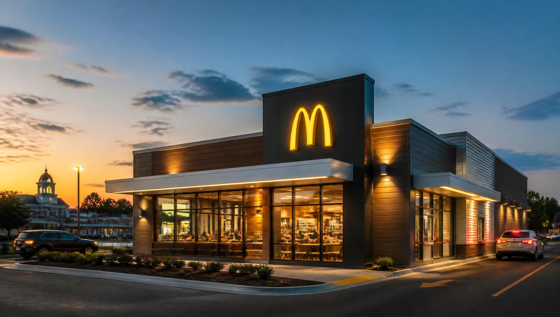 A Burrell Family McDonald's restaurant at dusk